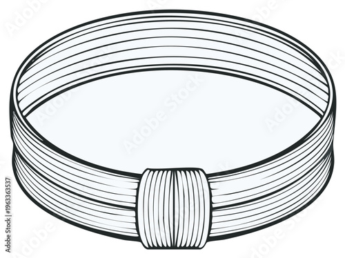 Minimalist multi-strand bracelet line art illustration featuring a distinctive central binding design