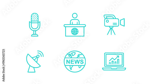 Icons for news, broadcasting, and media communication.