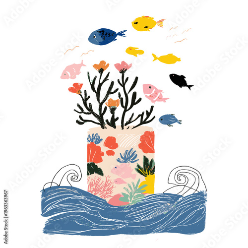 Eco-Friendly Reef Safe Sunscreen Tube Illustration