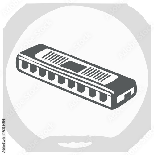 Illustration of a blues harmonica musical instrument