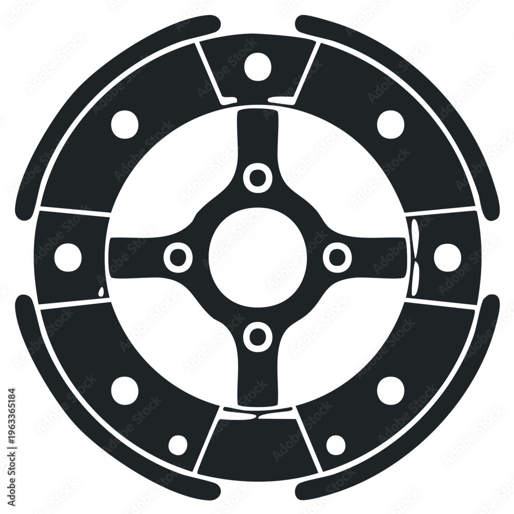 Fototapeta premium Simple black icon of a vehicle drum brake shoe assembly mechanism