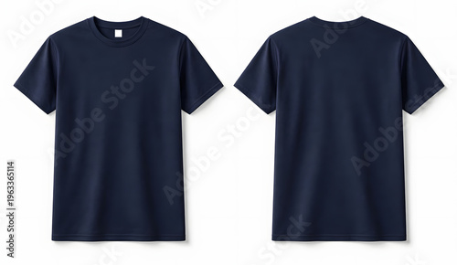 Men’s Navy Blue T-Shirt Mockup Front and Back View on Neutral Background