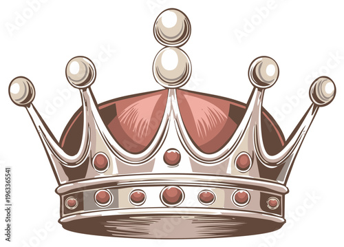 Detailed illustration of a regal crown with gemstones and embellishments