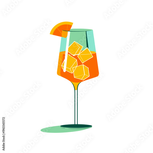 Minimalist Aperol Spritz Glass Contour Illustration