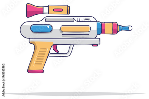 Retro futuristic ray gun vector illustration for science fiction and fantasy themes