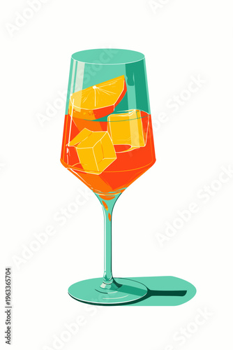 Minimalist Aperol Spritz Glass Contour Illustration