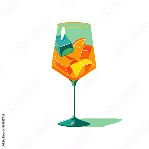 Minimalist Aperol Spritz Glass Contour Illustration