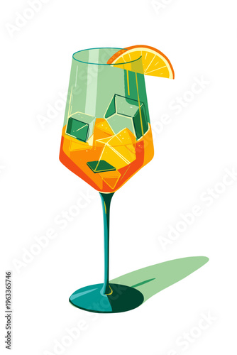 Minimalist Aperol Spritz Glass Contour Illustration