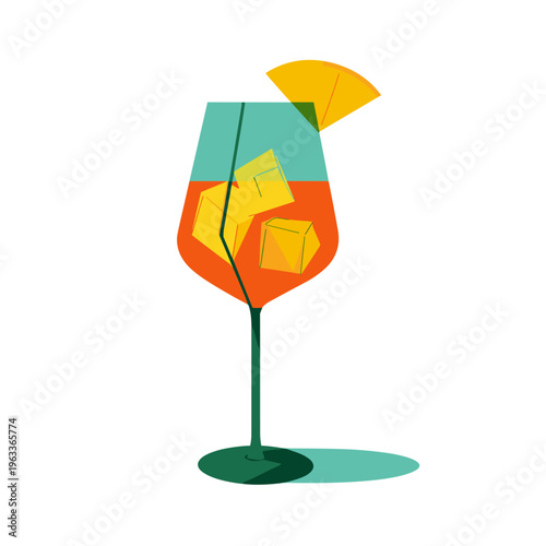 Minimalist Aperol Spritz Glass Contour Illustration