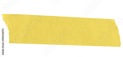 Canvas Print Bright yellow washi masking tape torn edge strip isolated on transparent backgro