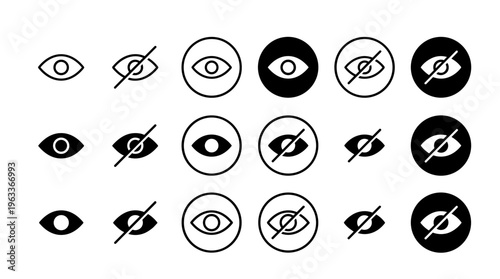 View icon. Open and closed eye symbols for showing or hiding content vector illustration. Privacy and visibility control in user interface symbol. Access management sign. Information toggle pictogram.