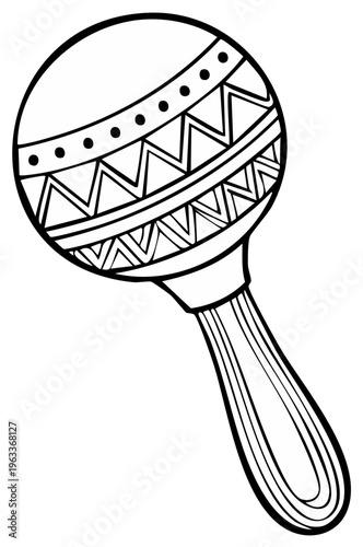 Mexican maraca musical instrument outline illustration