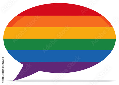 Rainbow pride speech bubble signifying LGBTQ+ rights and freedom of expression