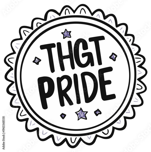 THGT Pride circular graphic with stars and decorative border