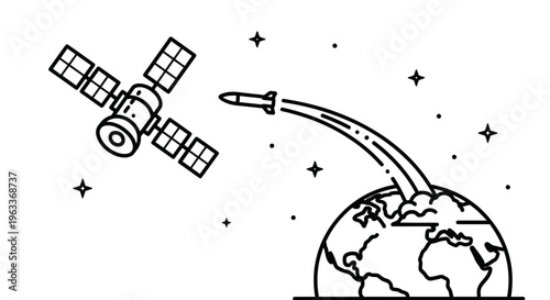 Satellite in Space Orbiting Earth.