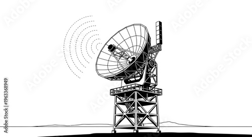 Large Dish Satellite Antenna Tower Structure.
