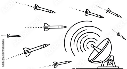 Satellite Dish with Missiles Launching.