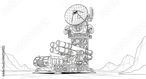 Detailed drawing of a satellite.