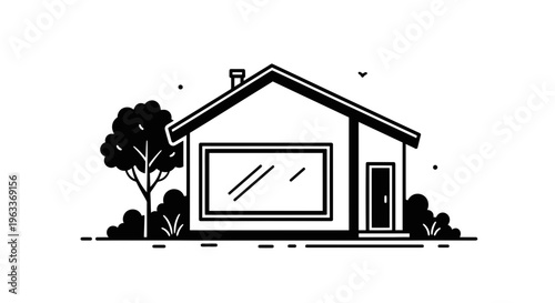 Simple Modern House Design Illustration.