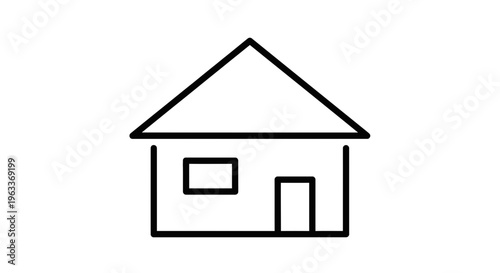 Simple Line Drawing of a House.