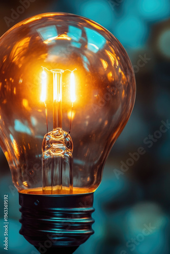 A single light bulb sits on a table with no surrounding context