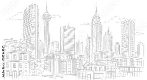 City Skyline with Modern Skyscrapers.