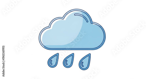Rainy weather icon with cloud and raindrops symbolizing precipitation and meteorology