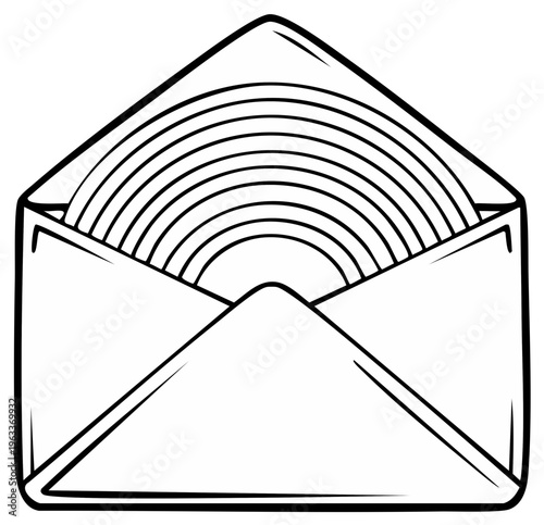 Open Envelope Revealing Concentric Circles Illustration
