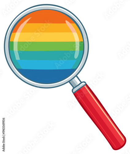Magnifying Glass Focus Rainbow Stripes Colorful Spectrum Bright Exploration Search