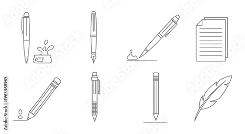 Collection of various writing instruments.