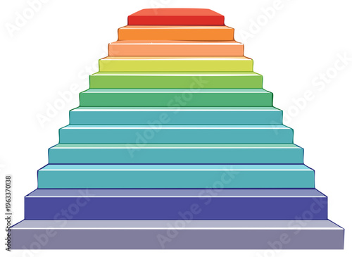 Colorful Steps Pyramid Shape Upward Progression Growth Success Illustration