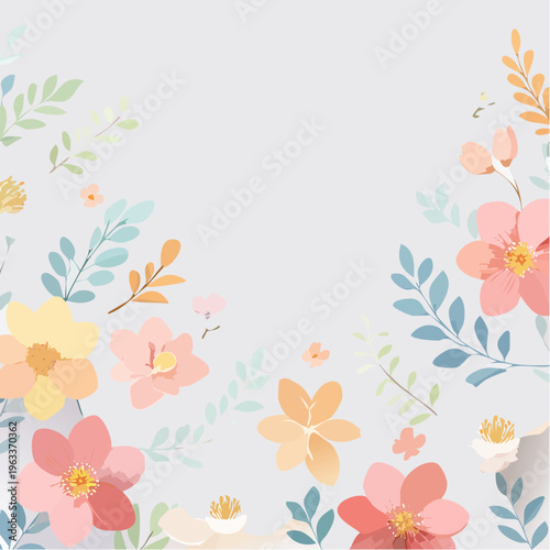 Delicate floral arrangement in corner with soft pastel colors. flower vector