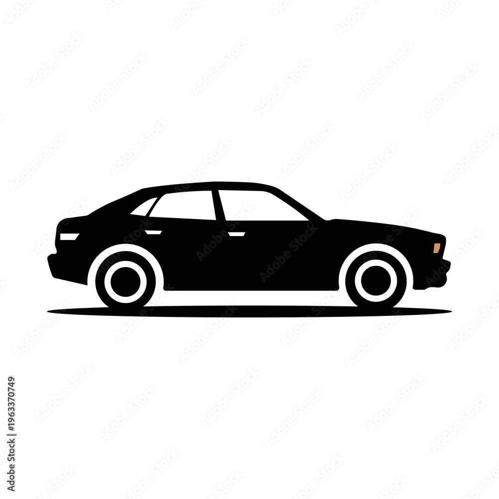 Obraz premium Black Car Silhouette Icon Or Logo