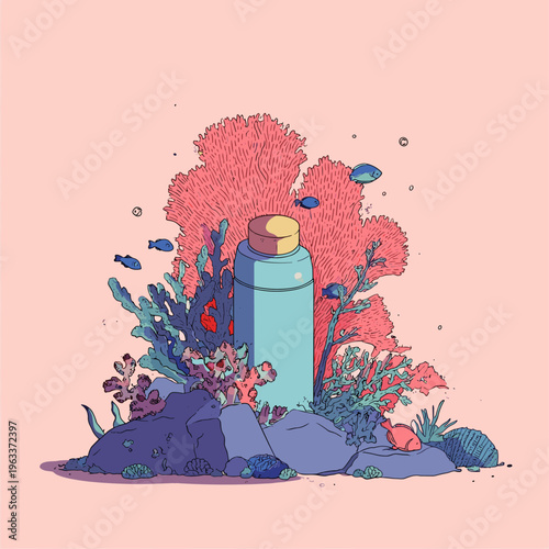 Reef-Safe Sunscreen Tube on Coral Reef