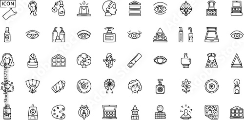 Hand-Drawn Line Art Beauty  Cosmetics Icons Set: Skincare, Makeup, Spa, Wellness, and Fashion Doodle Vectors for Web  Mobile Design