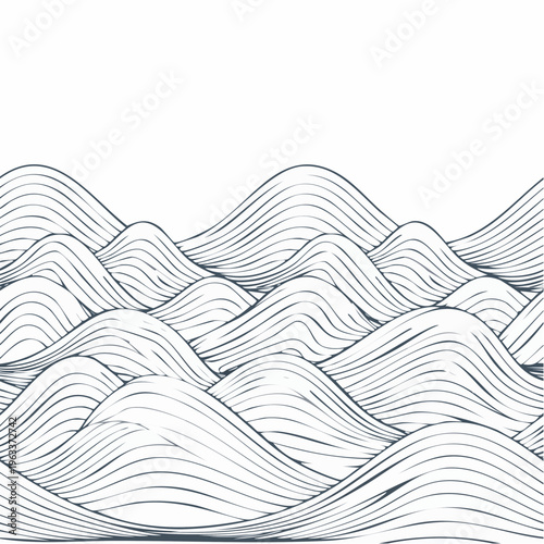 Hand drawn waves seamless pattern with linear ocean swell motif. flower vector