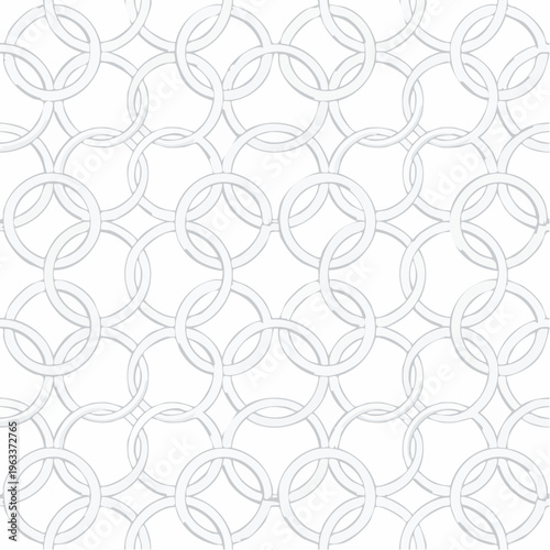 Connected ring seamless pattern with light white chain link design. flower vector