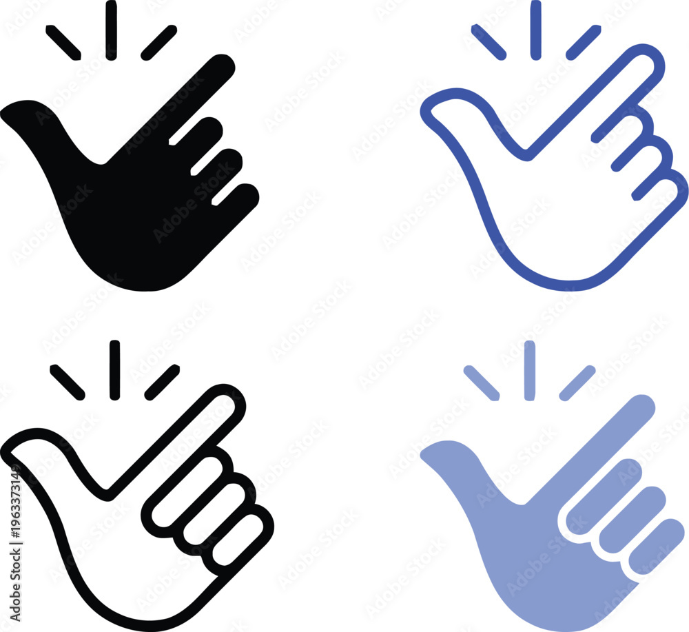 Obraz premium Four pointing hand icons in different colors and styles
