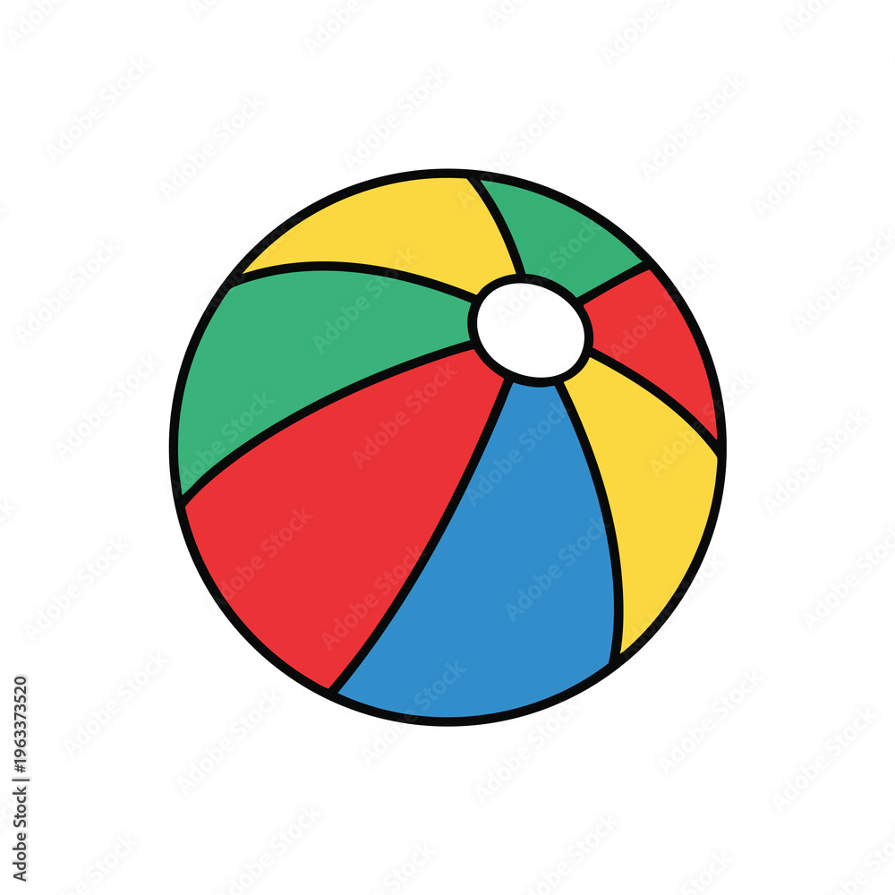 Fototapeta premium Colorful beach ball with six panels and a white center