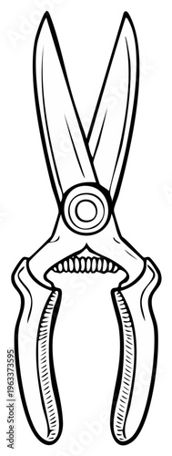 Manual Garden Shears Tool Sketch