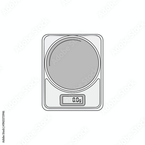 A digital kitchen scale displays 0.0g on its screen