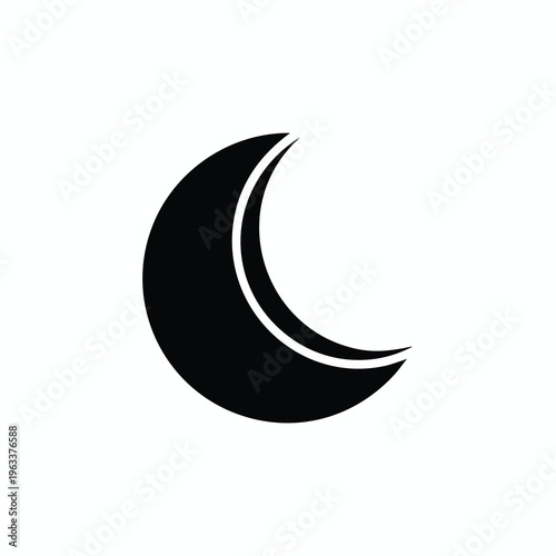 Black crescent moon shape on a white background
