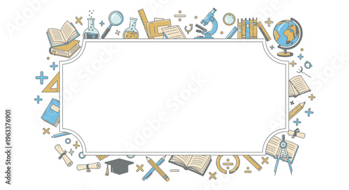 Education icons border frame design.