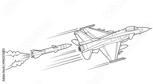 Fighter Jet Launching Missile Fast.