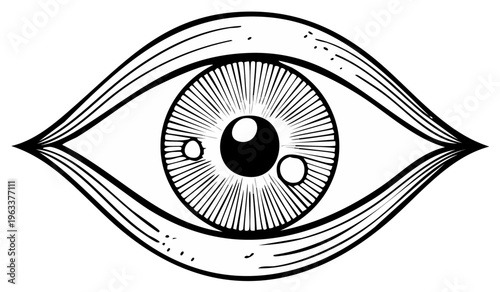 Ornate Hand Drawn All Seeing Eye Symbol of Vision and Awareness