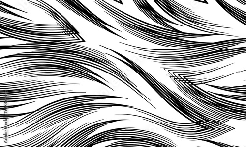 Black and white abstract feathered line pattern background. monochrome minimalist.