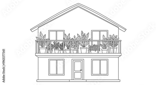 House Front Elevation with Balcony.