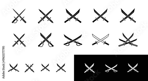 Set of Crossed Swords and Daggers Icons
