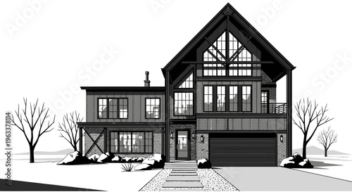 Large twostory modern house exterior.