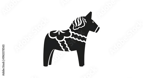 Swedish Dala Horse Silhouette - Traditional Folk Art Icon.